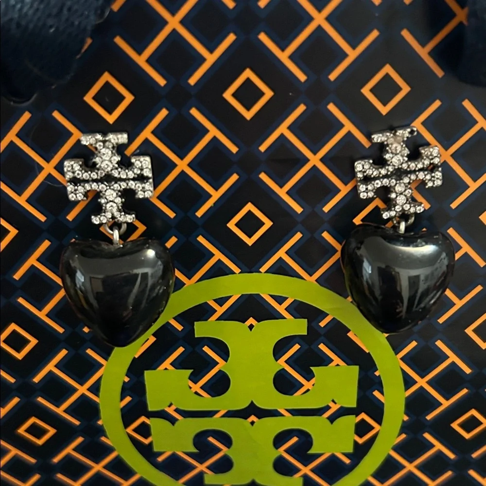 Tory Burch Kira Pave Black and Silver Stud Earrings